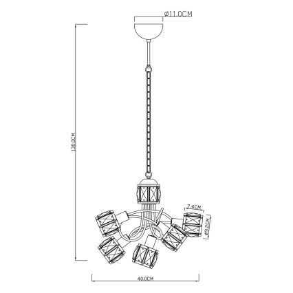 Globo - LED Hanglamp aan ketting 5xE14/40W/230V + LED/5W