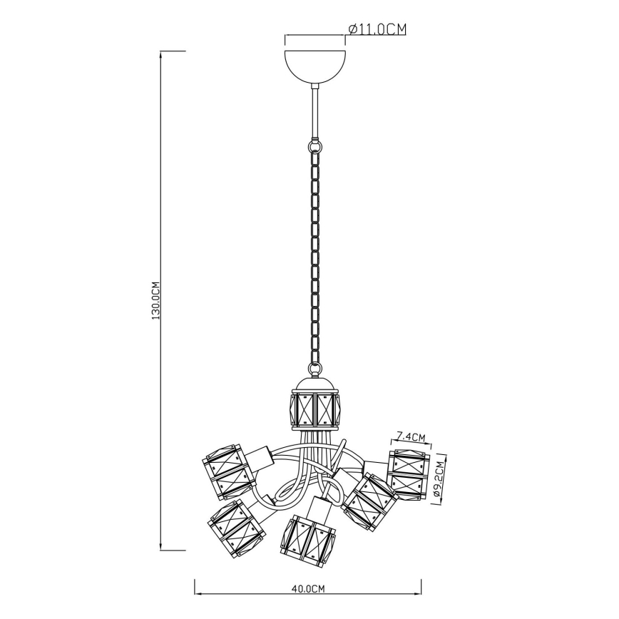 Globo - LED Hanglamp aan ketting 5xE14/40W/230V + LED/5W