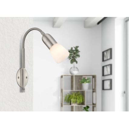 Globo - Flexibele lamp 1xE14/40W/230V mat chroom