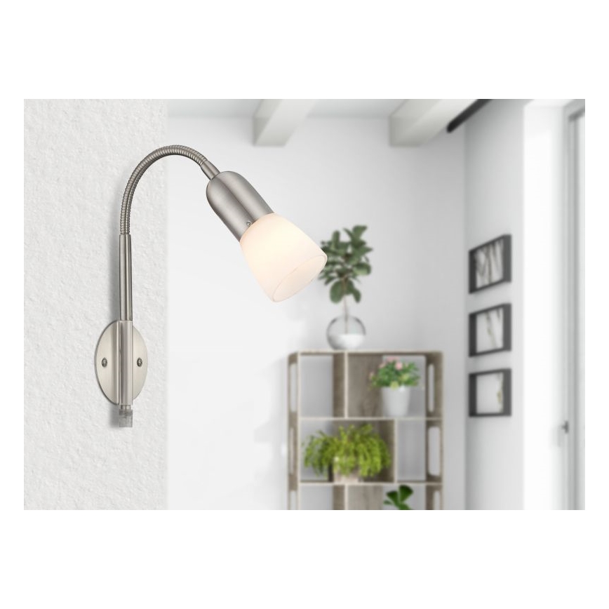Globo - Flexibele lamp 1xE14/40W/230V mat chroom