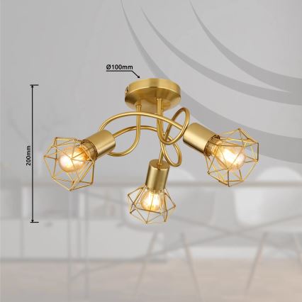 Globo - Bevestigde hanglamp 3xE14/40W/230V goud