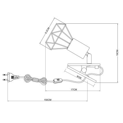 Globo - Wandlamp met clip 1xE14/40W/230V wit