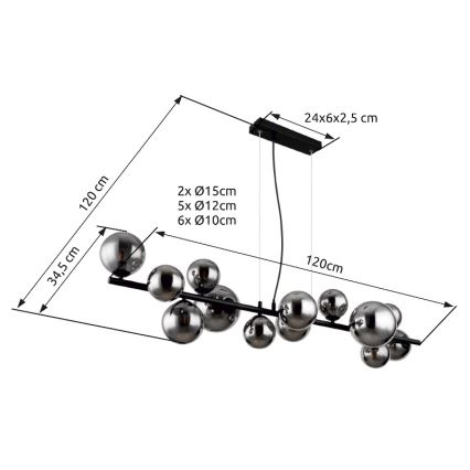 Globo - LED Hanglamp aan een koord 13xG9/3,5W/230V gerookt/zwart