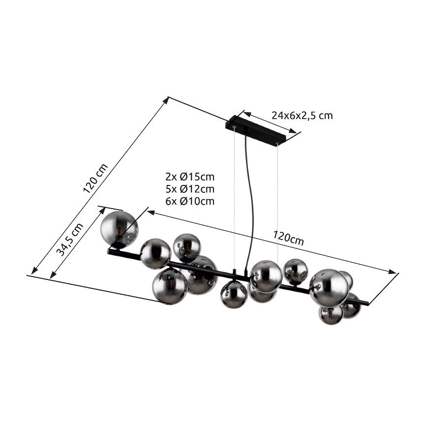 Globo - LED Hanglamp aan een koord 13xG9/3,5W/230V gerookt/zwart
