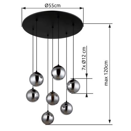 Globo - LED Hanglamp aan een koord 7xG9/3,5W/230V gerookt/zwart