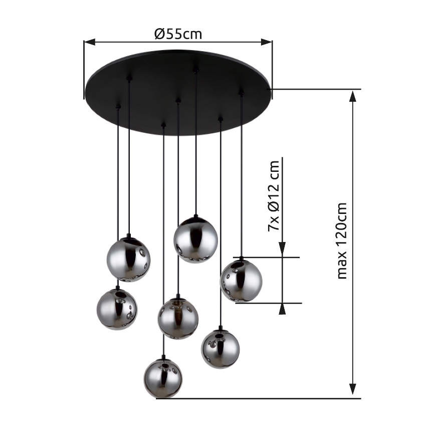Globo - LED Hanglamp aan een koord 7xG9/3,5W/230V gerookt/zwart