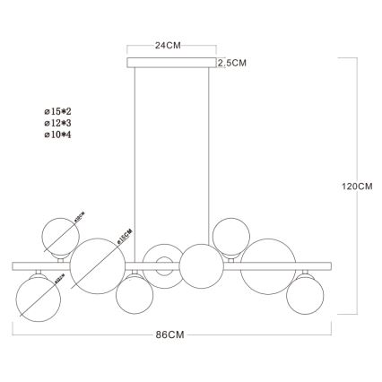 Globo 56133-9H - LED Hanglamp aan koord RIHA 9xG9/3W/230V