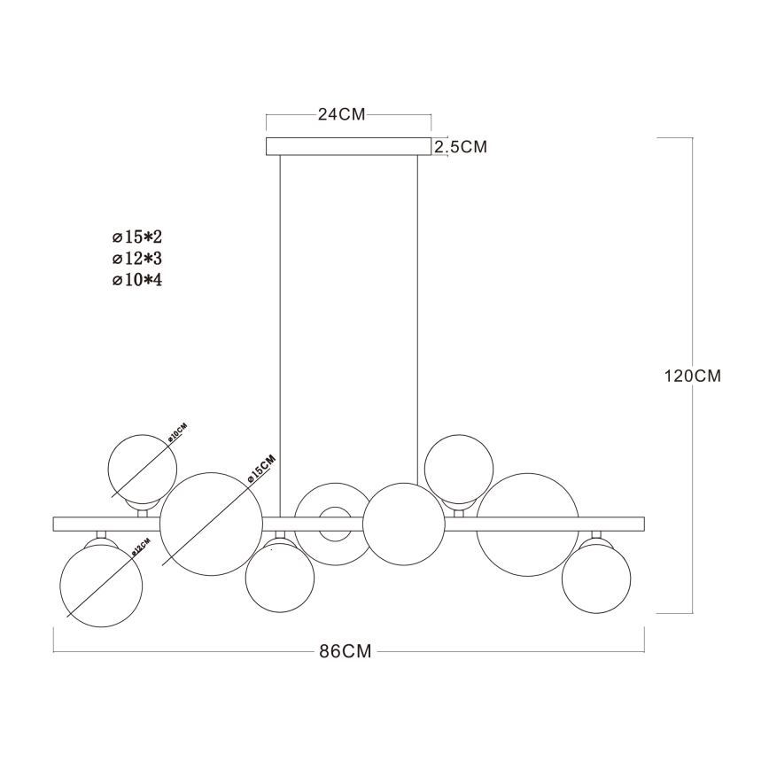 Globo 56133-9H - LED Hanglamp aan koord RIHA 9xG9/3W/230V