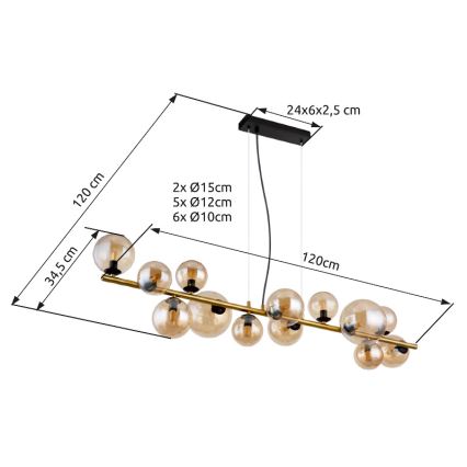 Globo - LED Hanglamp aan een koord 13xG9/3,5W/230V gerookt/bruin