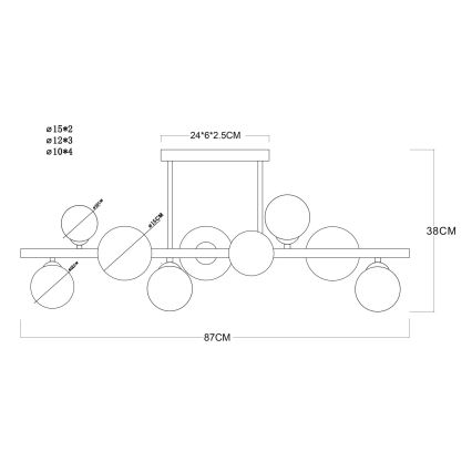 Globo - LED-kroonluchter met staaf 9xG9/3W/230V