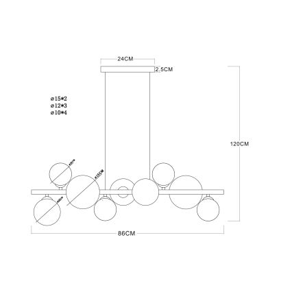 Globo - LED-hanglamp aan kabel 9xG9/3W/230V