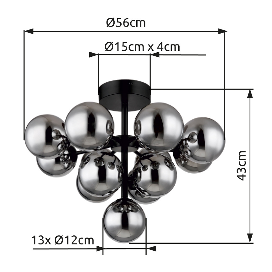 Globo - Bevestigde hanglamp 13xG9/5W/230V diameter 56 cm zwart