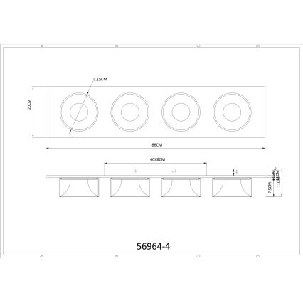 Globo - LED plafondlamp LED/40W/230V 3000K 86x20 cm messing