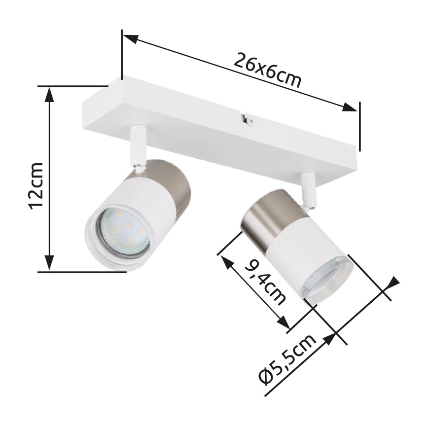 Globo - Spot 2xGU10/25W/230V wit/mat chroom