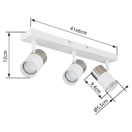 Globo - Spot 3xGU10/25W/230V wit/mat chroom