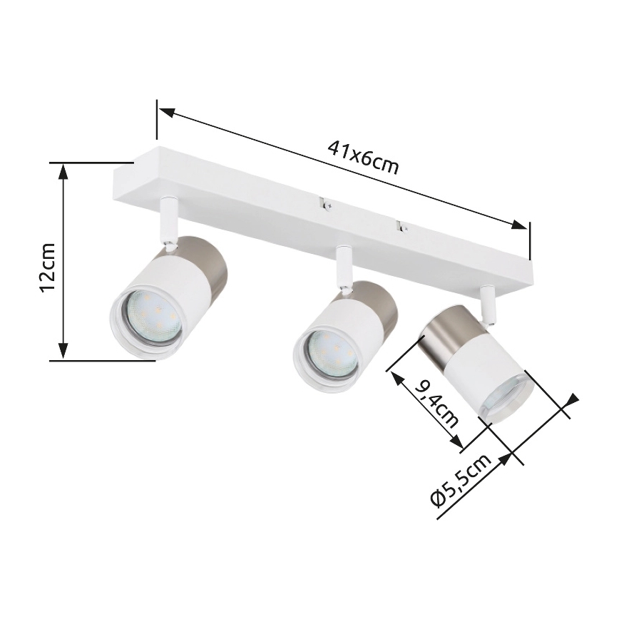Globo - Spot 3xGU10/25W/230V wit/mat chroom