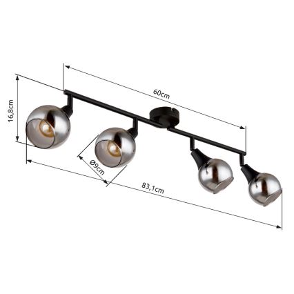 Globo - Spot 4xE14/40W/230V zwart