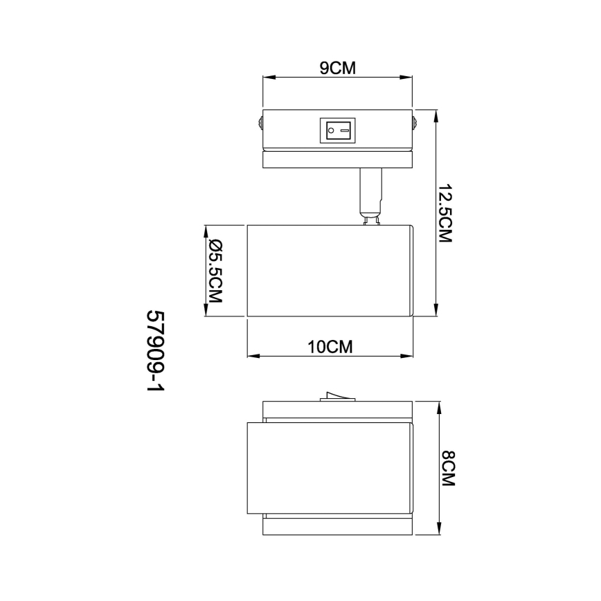Globo - Wandspot 1xGU10/25W/230V zwart