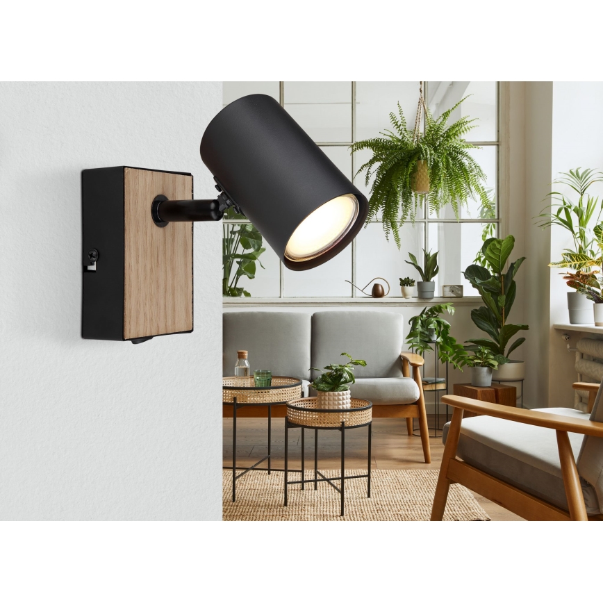 Globo - Wandspot 1xGU10/25W/230V zwart/bruin