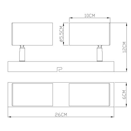 Globo - Spot  2xGU10/35W/230V zwart/messing