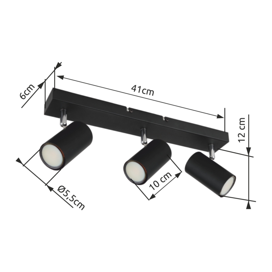 Globo - Spot  3xGU10/35W/230V zwart