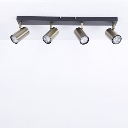 Globo - Inbouwspot 4xGU10/35W/230V zwart/messing