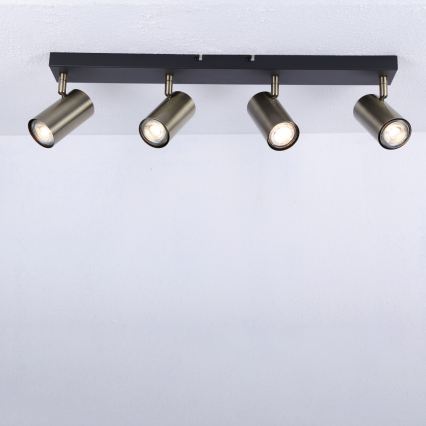 Globo - Inbouwspot 4xGU10/35W/230V zwart/messing