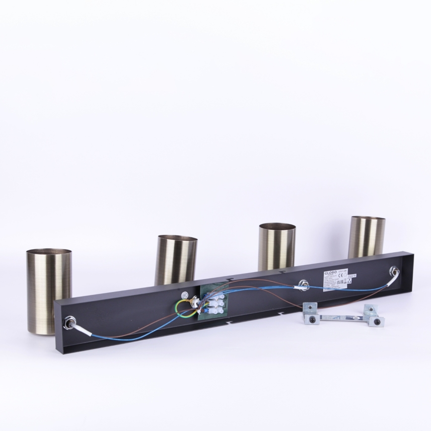 Globo - Inbouwspot 4xGU10/35W/230V zwart/messing