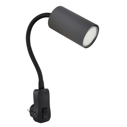 Globo - Wandspot met stopcontact 1xGU10/35W/230V zwart