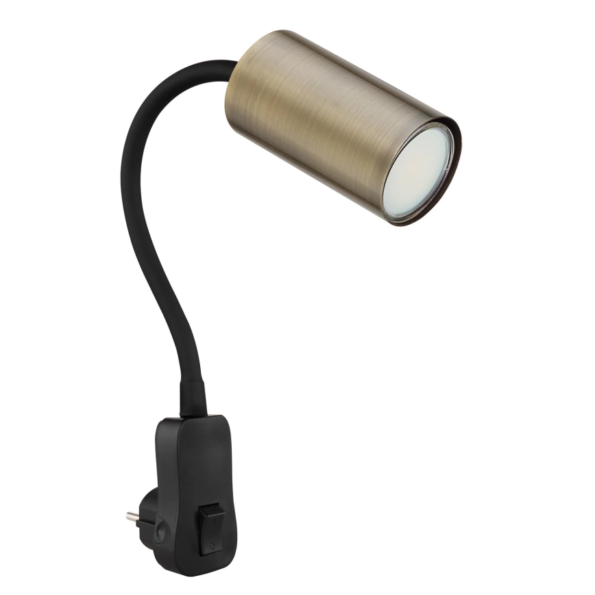 Globo - Wandspot met stopcontact 1xGU10/25W/230V zwart/messing