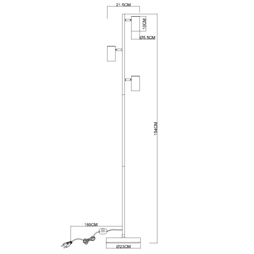 Globo - Staande Lamp 3xGU10/5W/230V grijs