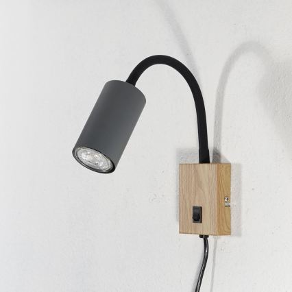 Globo - Flexibele wandlamp 1xGU10/25W/230V grijs/bruin