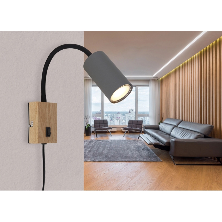 Globo - Flexibele wandlamp 1xGU10/25W/230V grijs/bruin