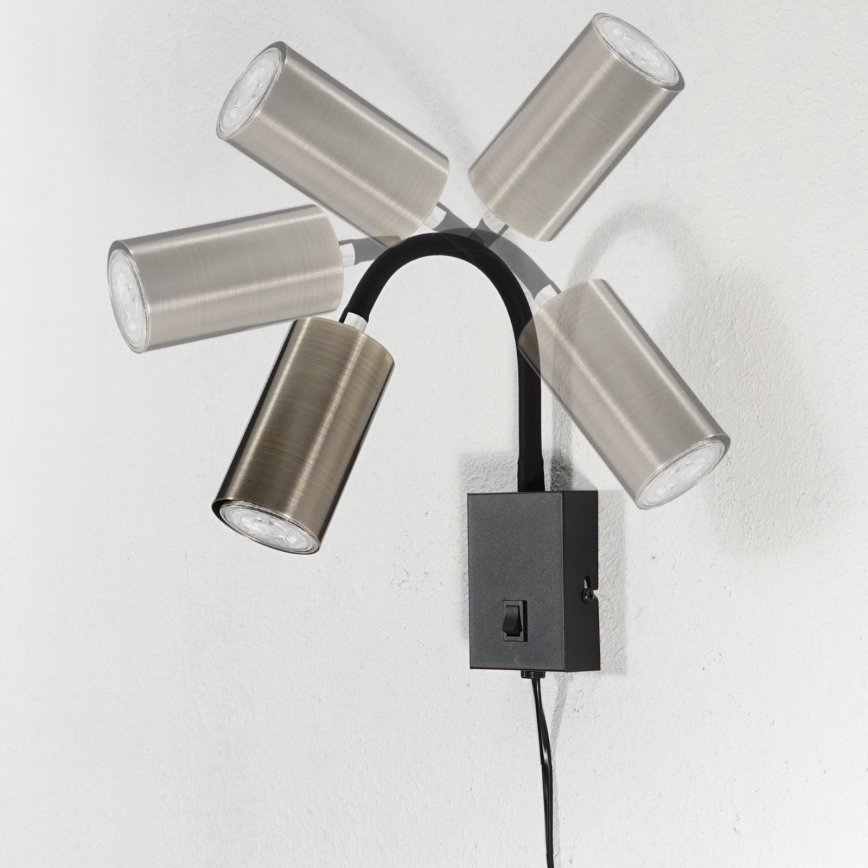 Globo - Flexibele wandlamp 1xGU10/25W/230V zwart/messing