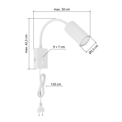 Globo - Flexibele wandlamp 1xGU10/25W/230V wit