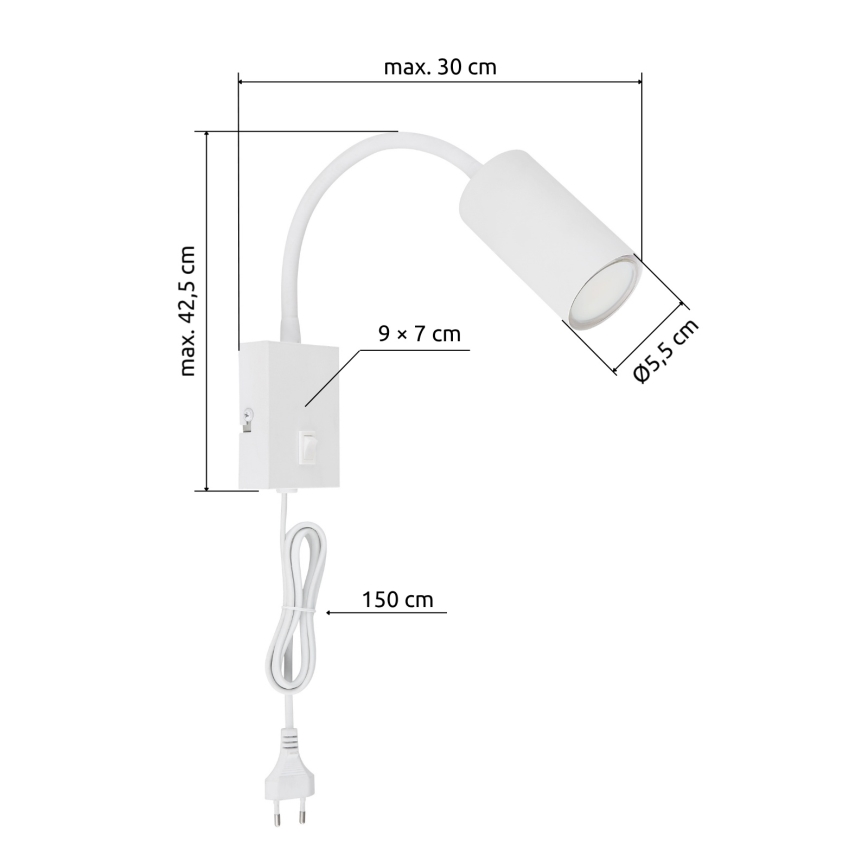 Globo - Flexibele wandlamp 1xGU10/25W/230V wit