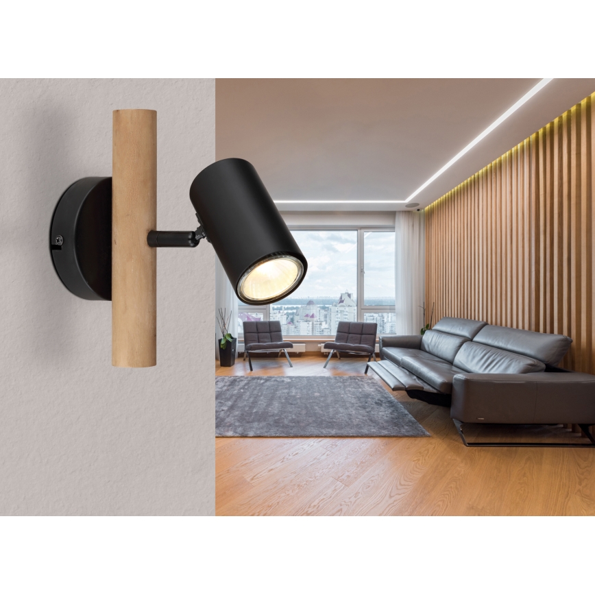 Globo - Wandspot 1xGU10/5W/230V hout/metaal