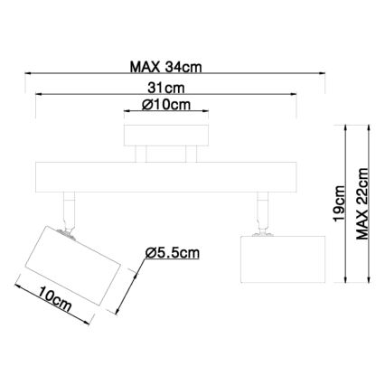 Globo - Spot 2xGU10/5W/230V hout/metaal