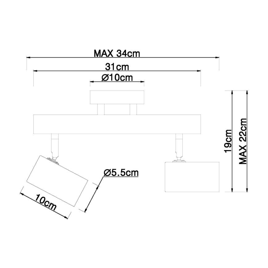 Globo - Spot 2xGU10/5W/230V hout/metaal