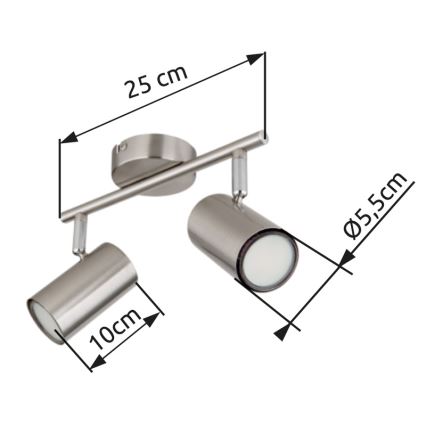 Globo - Spot 2xGU10/25W/230V mat chroom