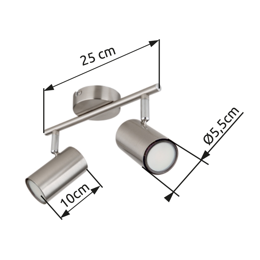 Globo - Spot 2xGU10/25W/230V mat chroom