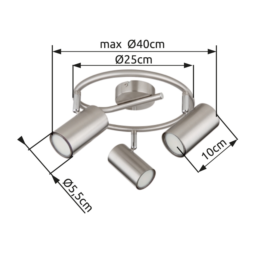 Globo - Spot 3xGU10/25W/230V mat chroom