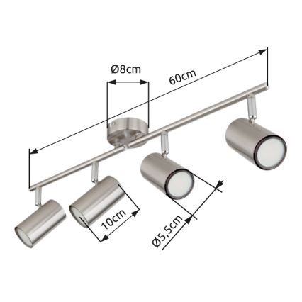 Globo - Spot 4xGU10/25W/230V mat chroom