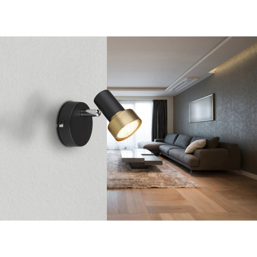 Globo - Wandspot 1xGU10/25W/230V zwart/goud