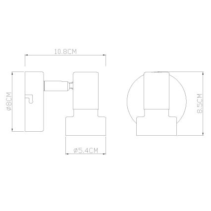 Globo - Wandspot 1xGU10/25W/230V zwart/goud