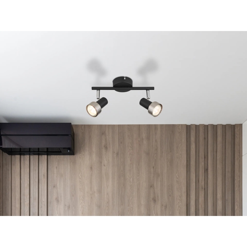 Globo - Spot  2xGU10/25W/230V zwart/zilver