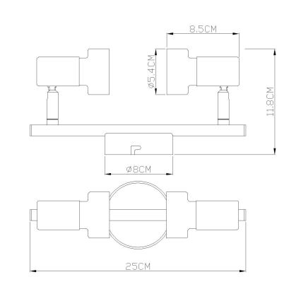 Globo - Spot  2xGU10/25W/230V zwart/zilver