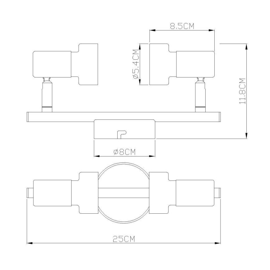 Globo - Spot  2xGU10/25W/230V zwart/zilver