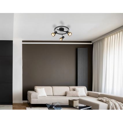 Globo - Spot  3xGU10/25W/230V zwart/goud
