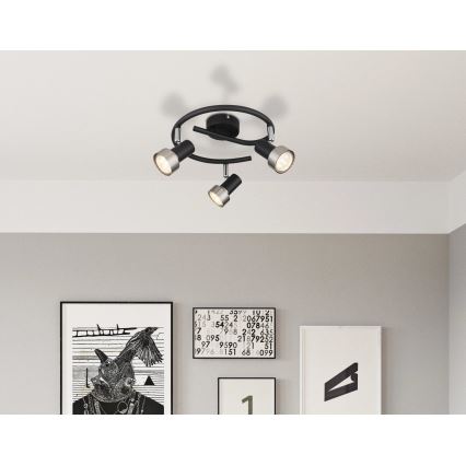 Globo - Spot  3xGU10/25W/230V zwart/zilver